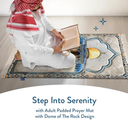 Adult Premium Padded Prayer Mat with Dome of the Rock Design