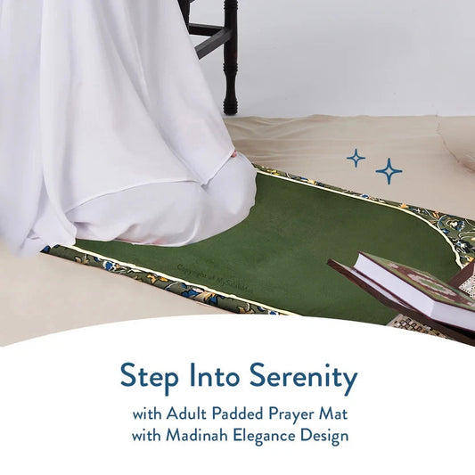 Adult Padded Prayer Mat with Madinah Elegance Design