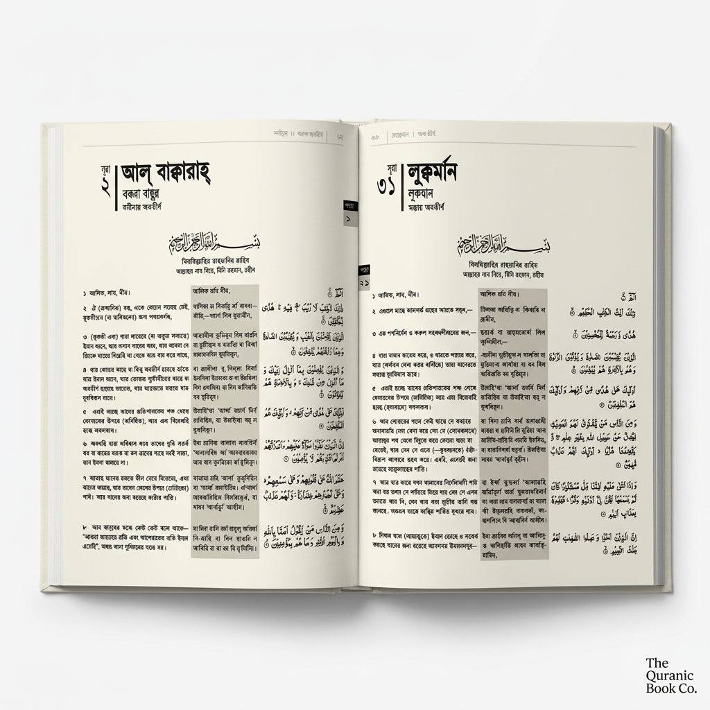 Bangla Holy Quran Arabic Text with Bangla Translation and Transliteration