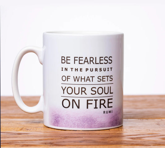 Islamic Printed Ceramic Mug with Rummi Quote "Be fearless ..." - MGR 02
