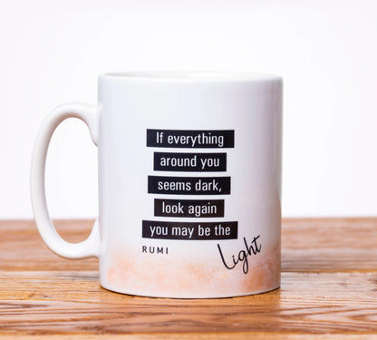 Islamic Printed Ceramic Mug with Rummi Quote "Light" - MGR 05