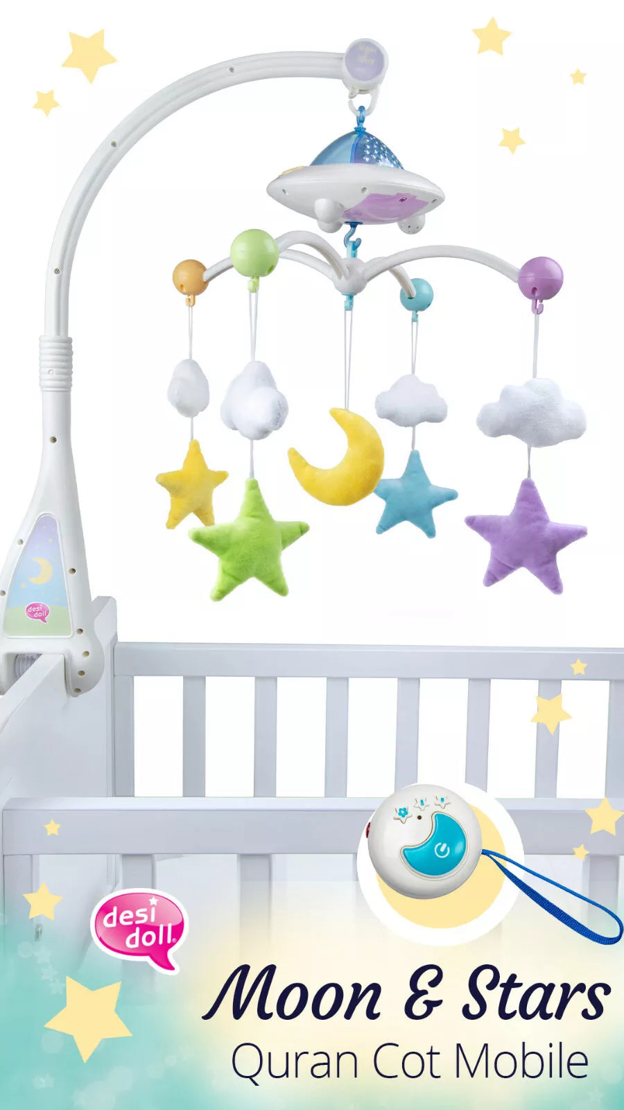 Moon & Stars Quran Cot Mobile with Remote