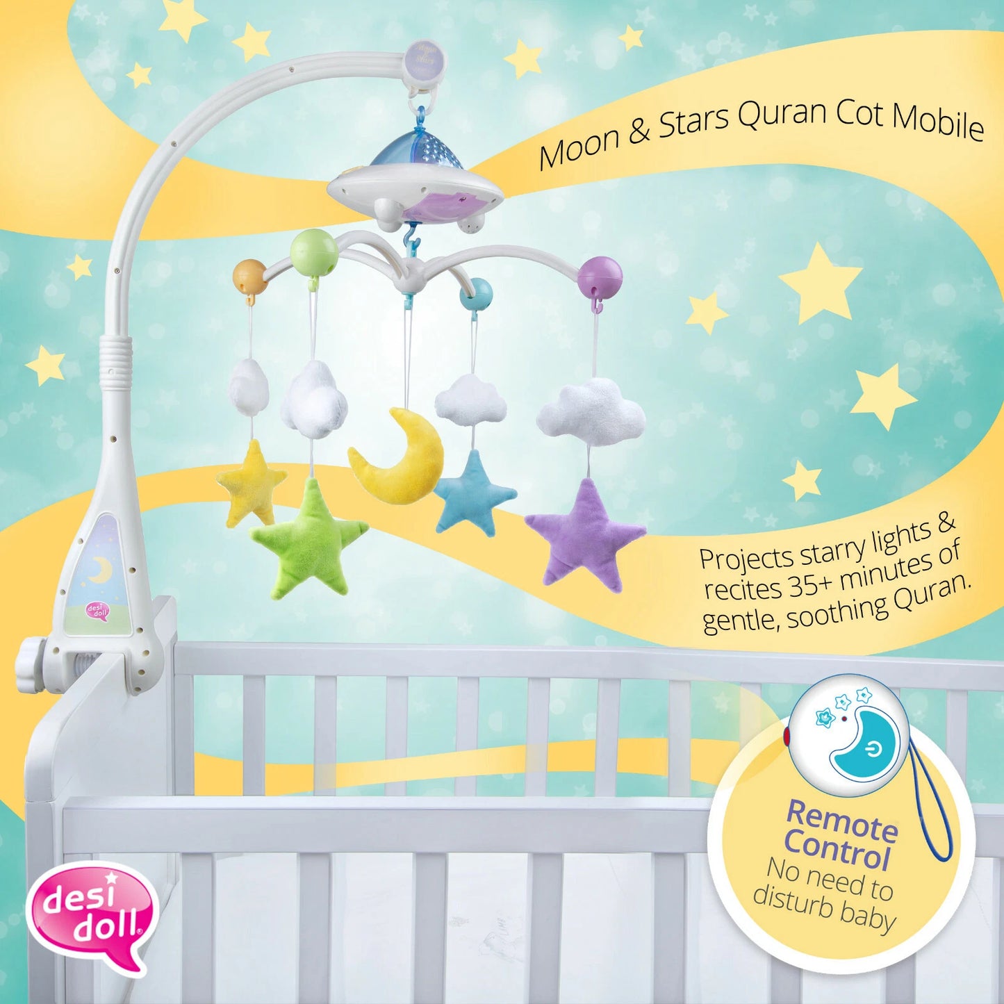 Moon & Stars Quran Cot Mobile with Remote