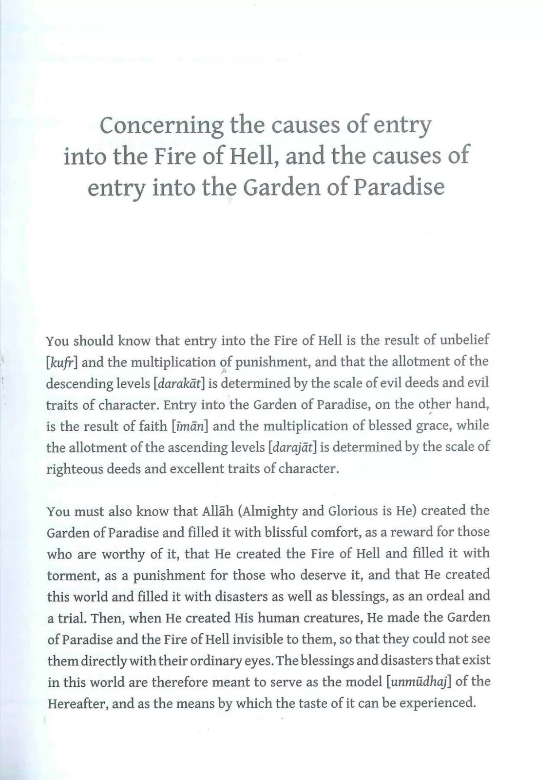 A Concise Description of Jannah and Jahannam