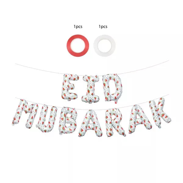 Eid Mubarak Watermelon Foil Letter Balloons (White)