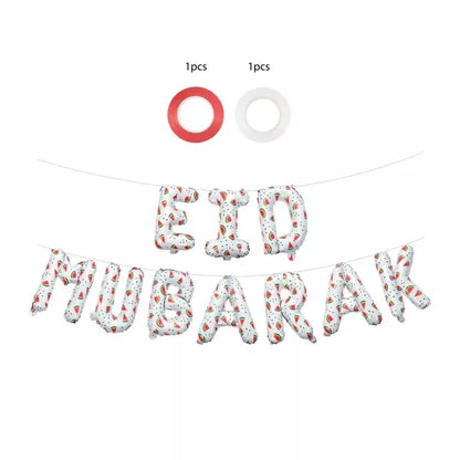 Eid Mubarak Watermelon Foil Letter Balloons (White)