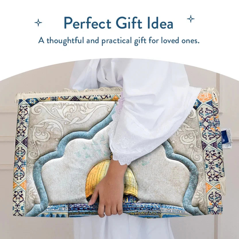 Adult Premium Padded Prayer Mat with Dome of the Rock Design
