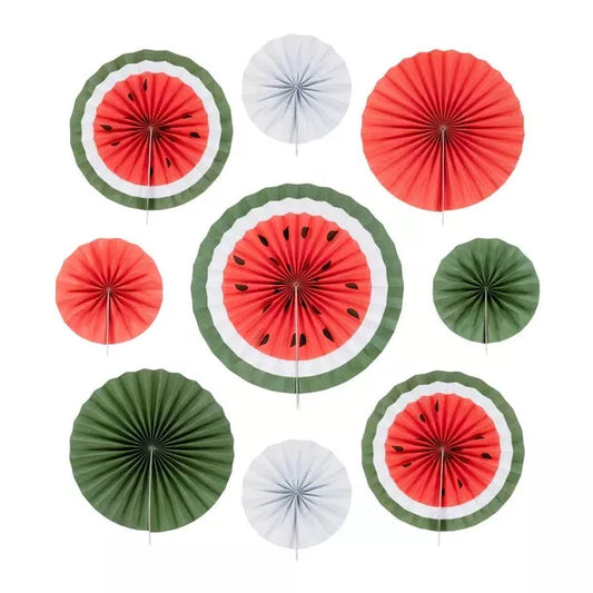 Watermelon Paper Fans for Ramadan & Eid (Set of 9)