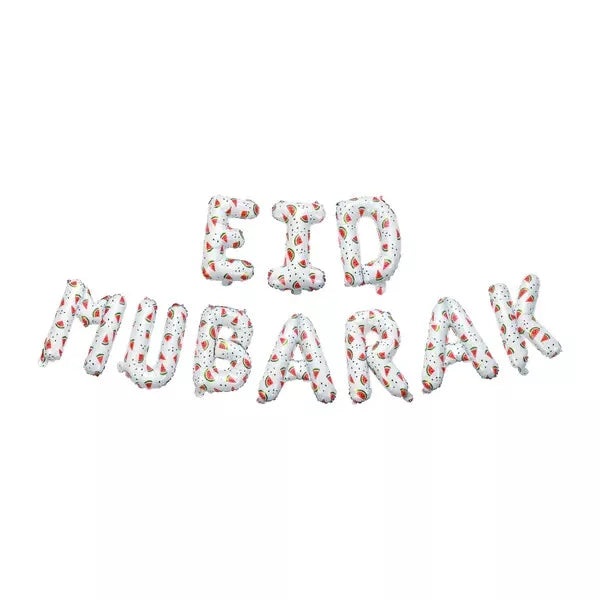Eid Mubarak Watermelon Foil Letter Balloons (White)