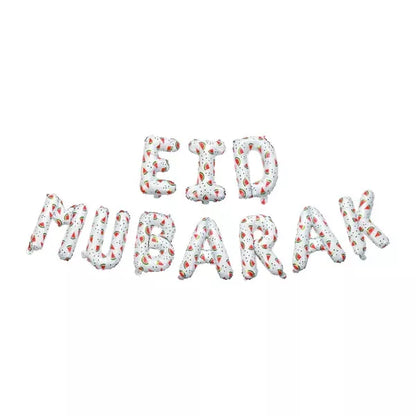 Eid Mubarak Watermelon Foil Letter Balloons (White)
