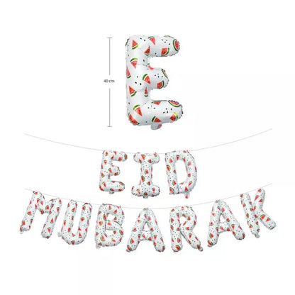 Eid Mubarak Watermelon Foil Letter Balloons (White)