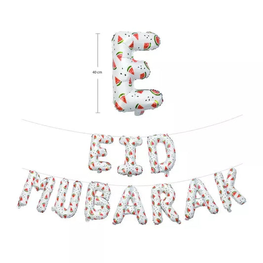 Eid Mubarak Watermelon Foil Letter Balloons (White)
