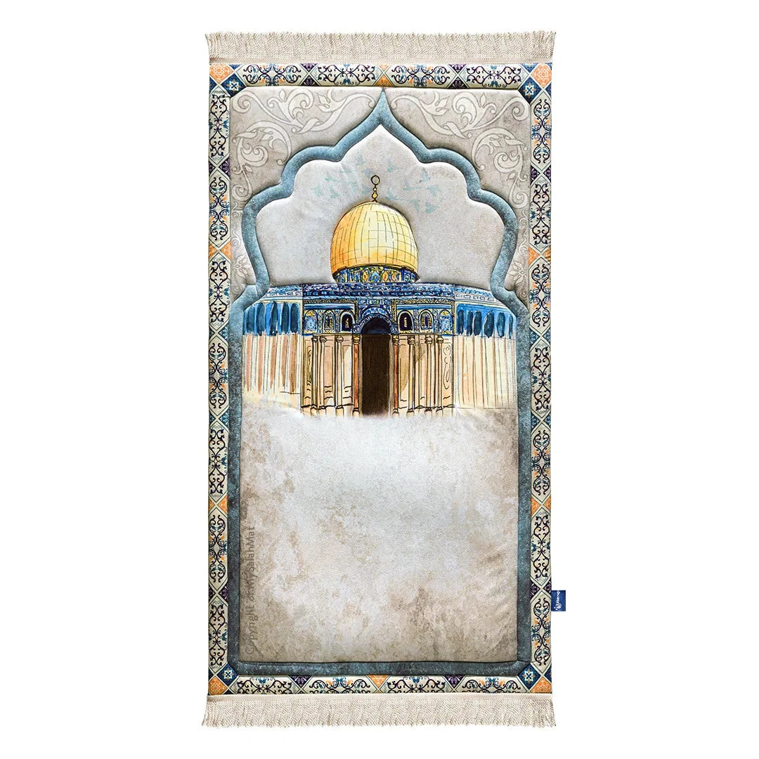 Adult Premium Padded Prayer Mat with Dome of the Rock Design