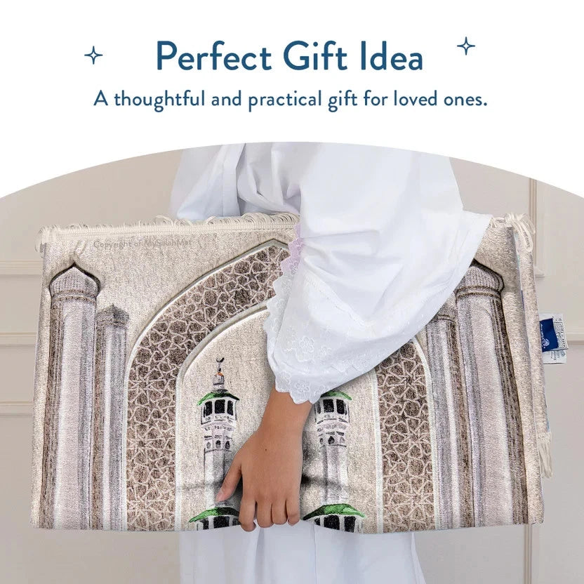Adult Premium Padded Prayer Mat with Masjid al-Haram Design