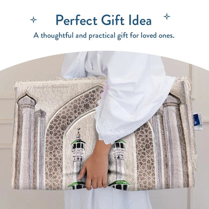 Adult Premium Padded Prayer Mat with Masjid al-Haram Design