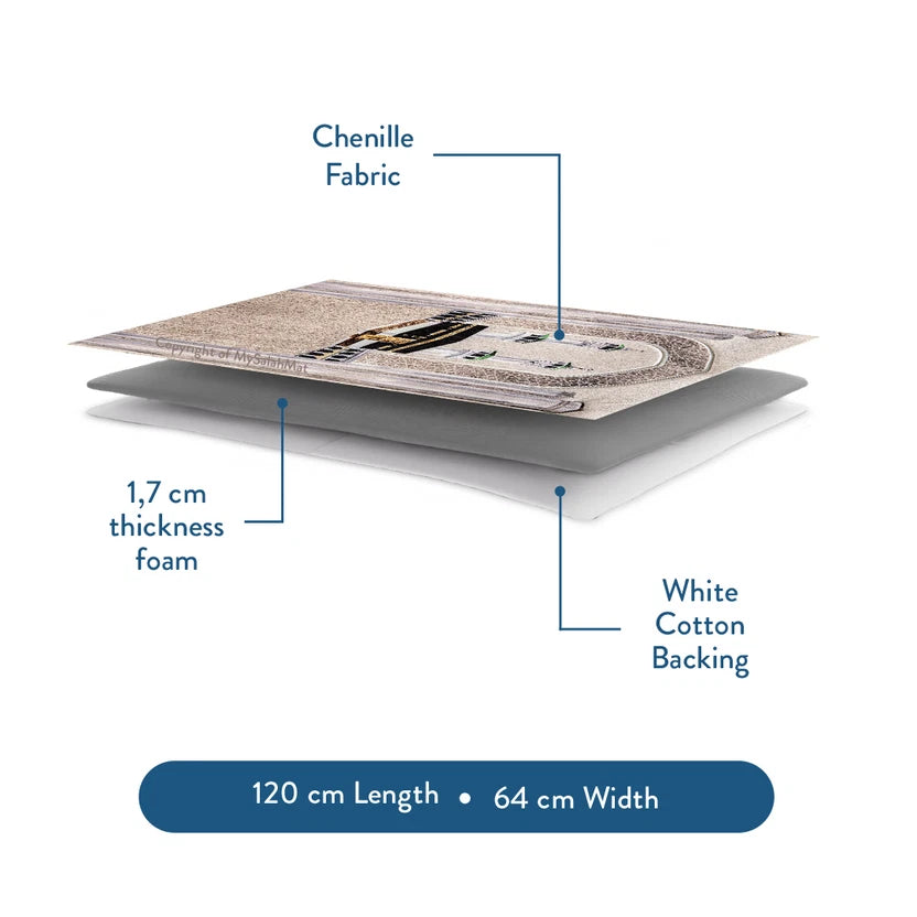 Adult Premium Padded Prayer Mat with Masjid al-Haram Design