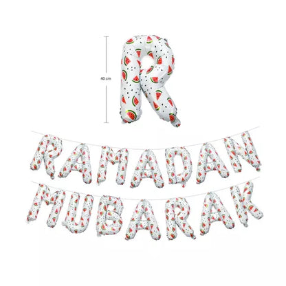 Ramadan Mubarak Watermelon Foil Letter Balloons (White)