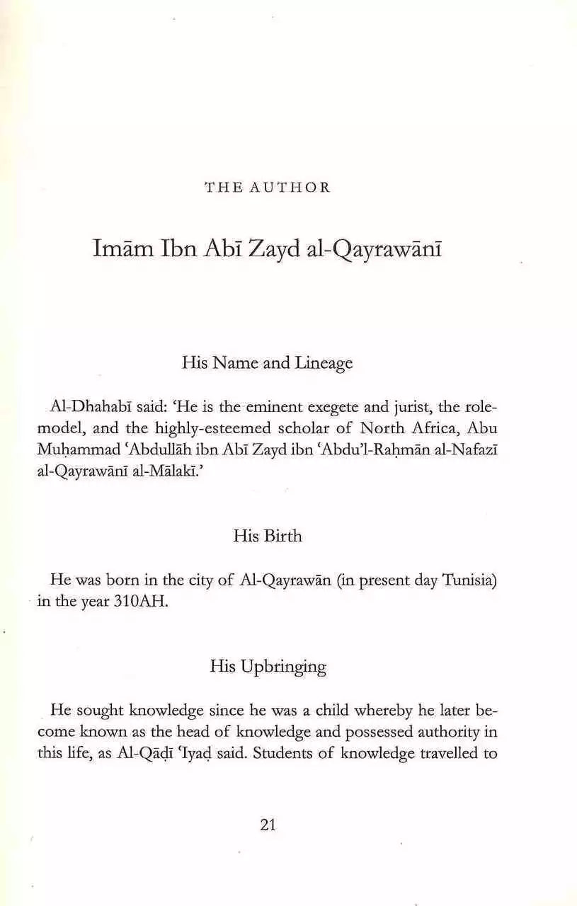 The Creed Of Ibn Abi Zayd Al-Qayrawani