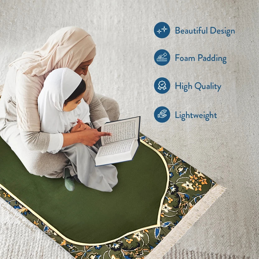Adult Padded Prayer Mat with Madinah Elegance Design