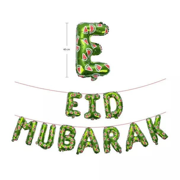 Eid Mubarak Watermelon Foil Letter Balloons - Green