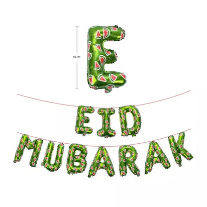 Eid Mubarak Watermelon Foil Letter Balloons - Green