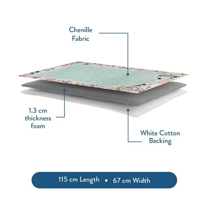 Adult Padded Prayer Mat with Soft Mint Floral Design