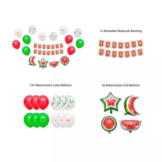 Ramadan Mubarak Full Sets - Bunting, Latex Balloons, Foil Balloons