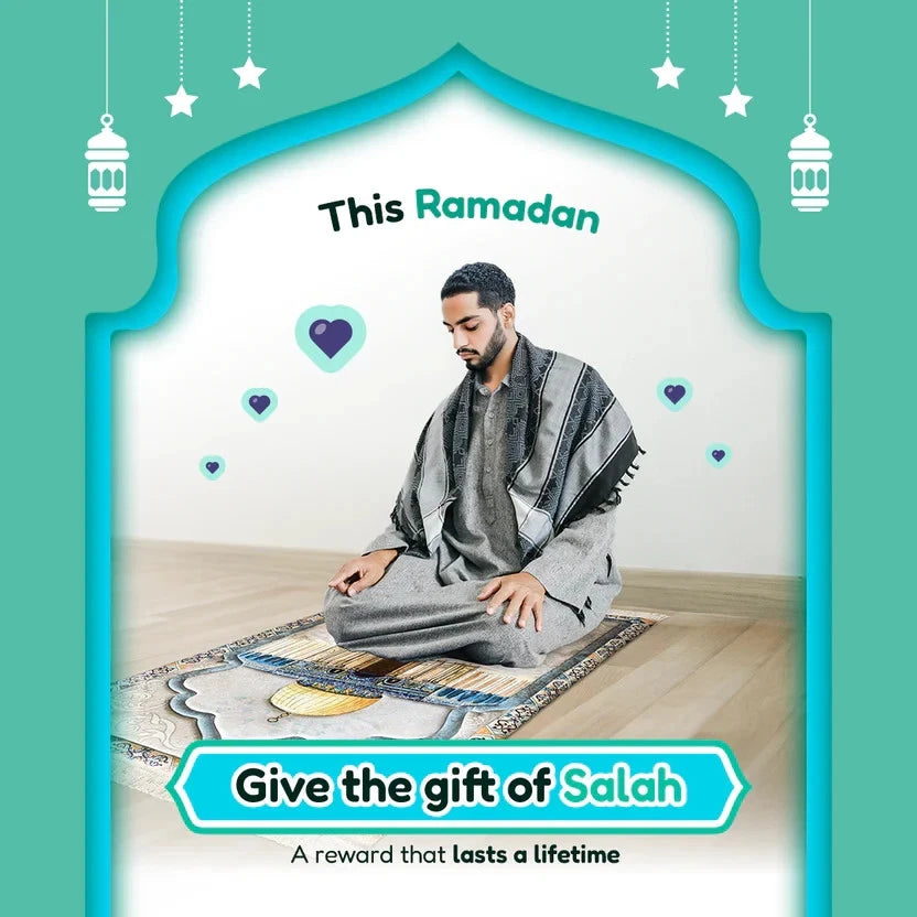 Adult Premium Padded Prayer Mat with Dome of the Rock Design